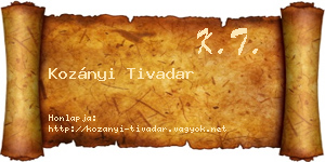 Kozányi Tivadar névjegykártya